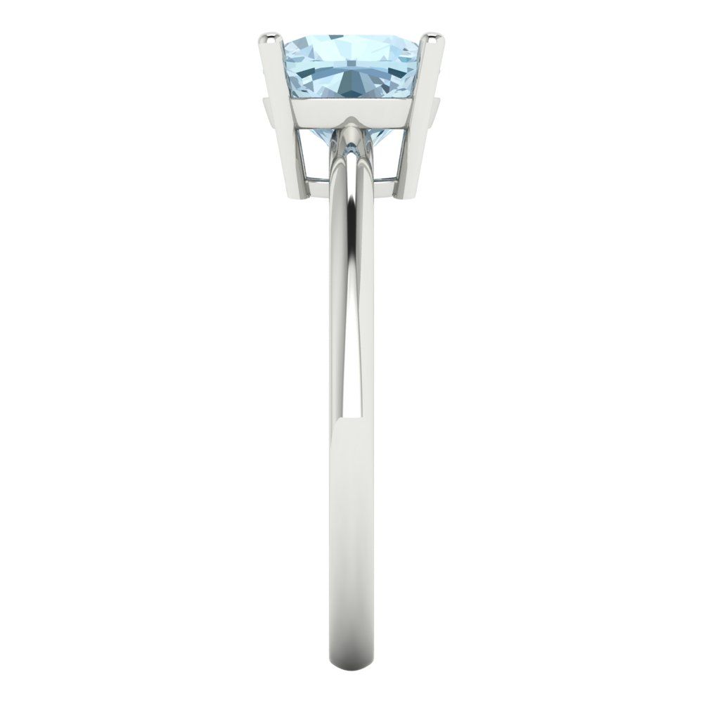 2 cttw Natural Aquamarine Solitaire  Engagement Ring - Solid Gold (Cushion Cut,7mm)
