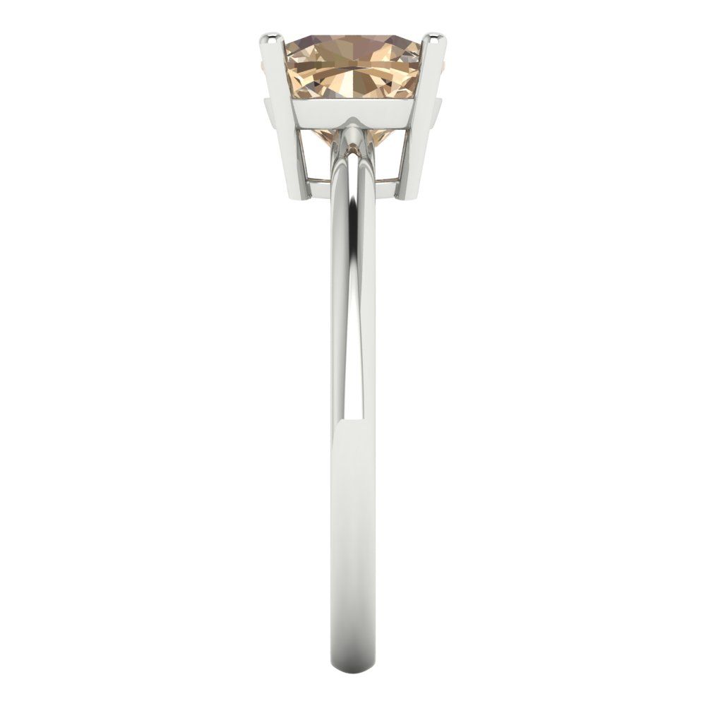 2 cttw Yellow Moissanite Solitaire  Engagement Ring - Solid White Gold (VVS1, Cushion Cut,7mm)