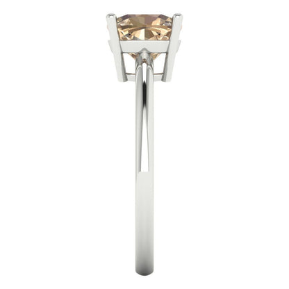 2 cttw Yellow Moissanite Solitaire  Engagement Ring - Solid White Gold (VVS1, Cushion Cut,7mm)