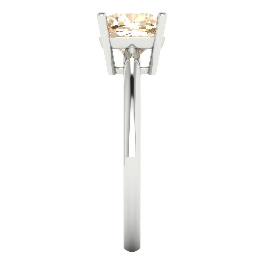 2 cttw Natural Morganite Solitaire  Engagement Ring - Solid White Gold (VVS1, Cushion Cut,7mm)
