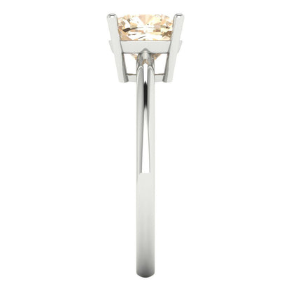 2 cttw Natural Morganite Solitaire  Engagement Ring - Solid White Gold (VVS1, Cushion Cut,7mm)