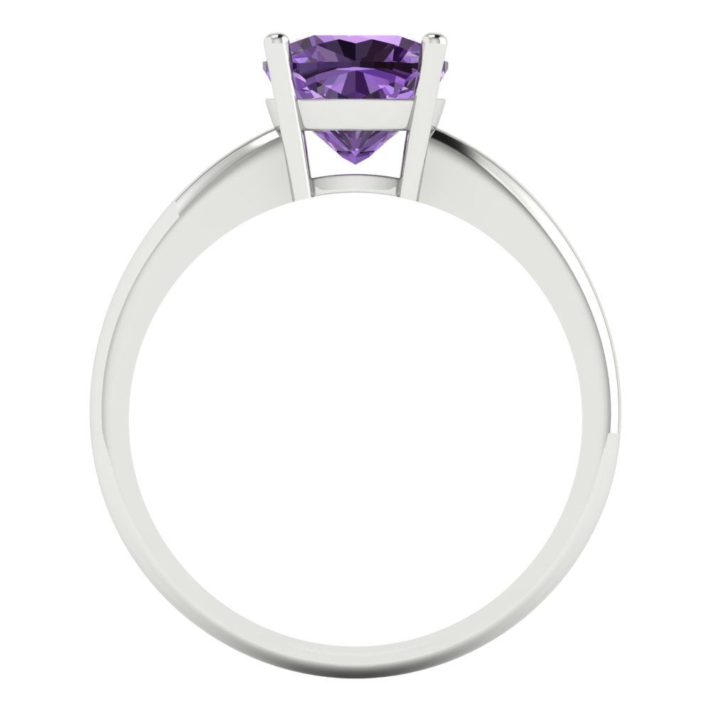 2 cttw Simulated Alexandrite Solitaire  Engagement Ring - Solid White Gold (VVS1, Cushion Cut,7mm)