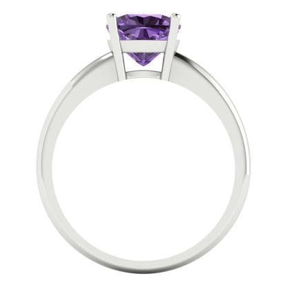 2 cttw Simulated Alexandrite Solitaire  Engagement Ring - Solid White Gold (VVS1, Cushion Cut,7mm)