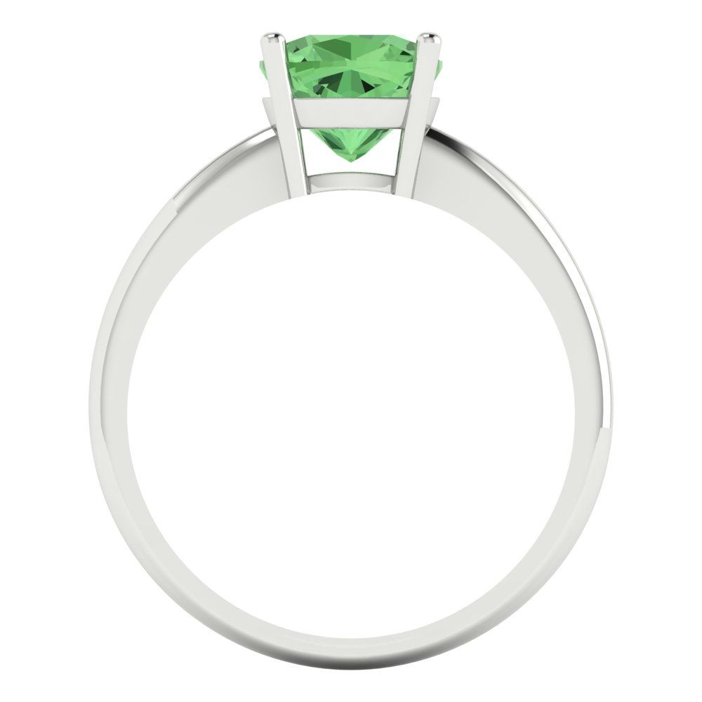 2 cttw Zirconia Simulated Green Diamond Solitaire  Engagement Ring - Solid Gold (VVS1, Cushion Cut,7mm)