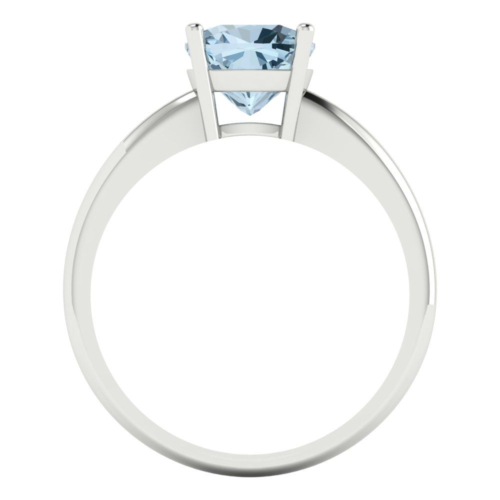 2 cttw Natural Sky Blue Topaz Solitaire  Engagement Ring - Solid White Gold (VVS1, Cushion Cut,7mm)
