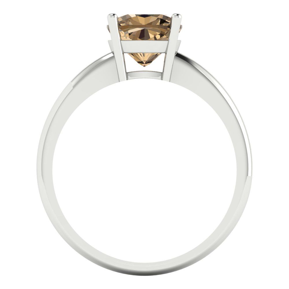 2 cttw Zirconia Simulated Champagne Diamond Solitaire  Engagement Ring - Solid Gold (VVS1, Cushion Cut,7mm)