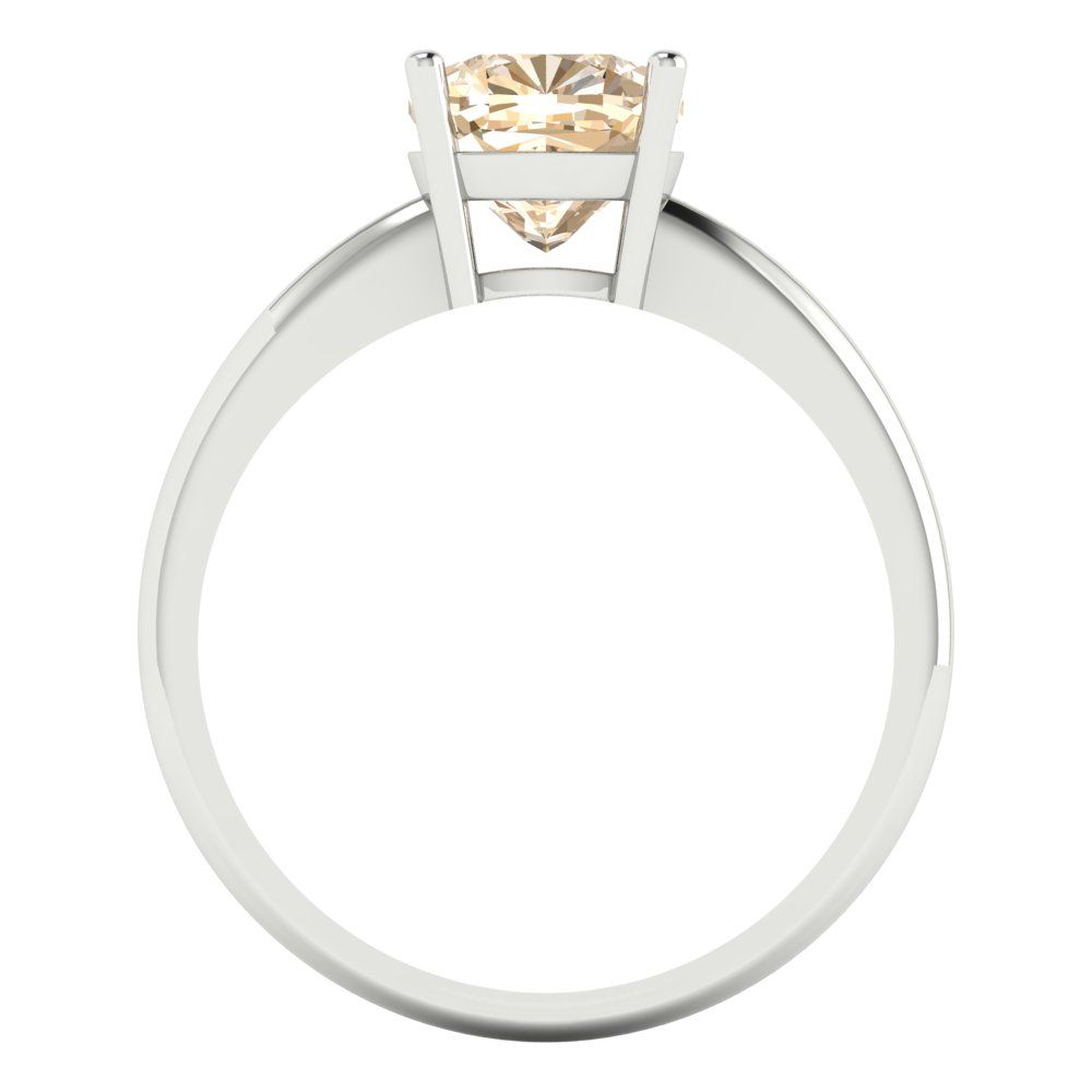2 cttw Natural Morganite Solitaire  Engagement Ring - Solid White Gold (VVS1, Cushion Cut,7mm)