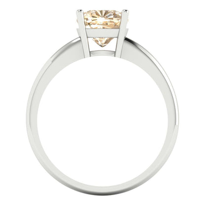 2 cttw Natural Morganite Solitaire  Engagement Ring - Solid White Gold (VVS1, Cushion Cut,7mm)