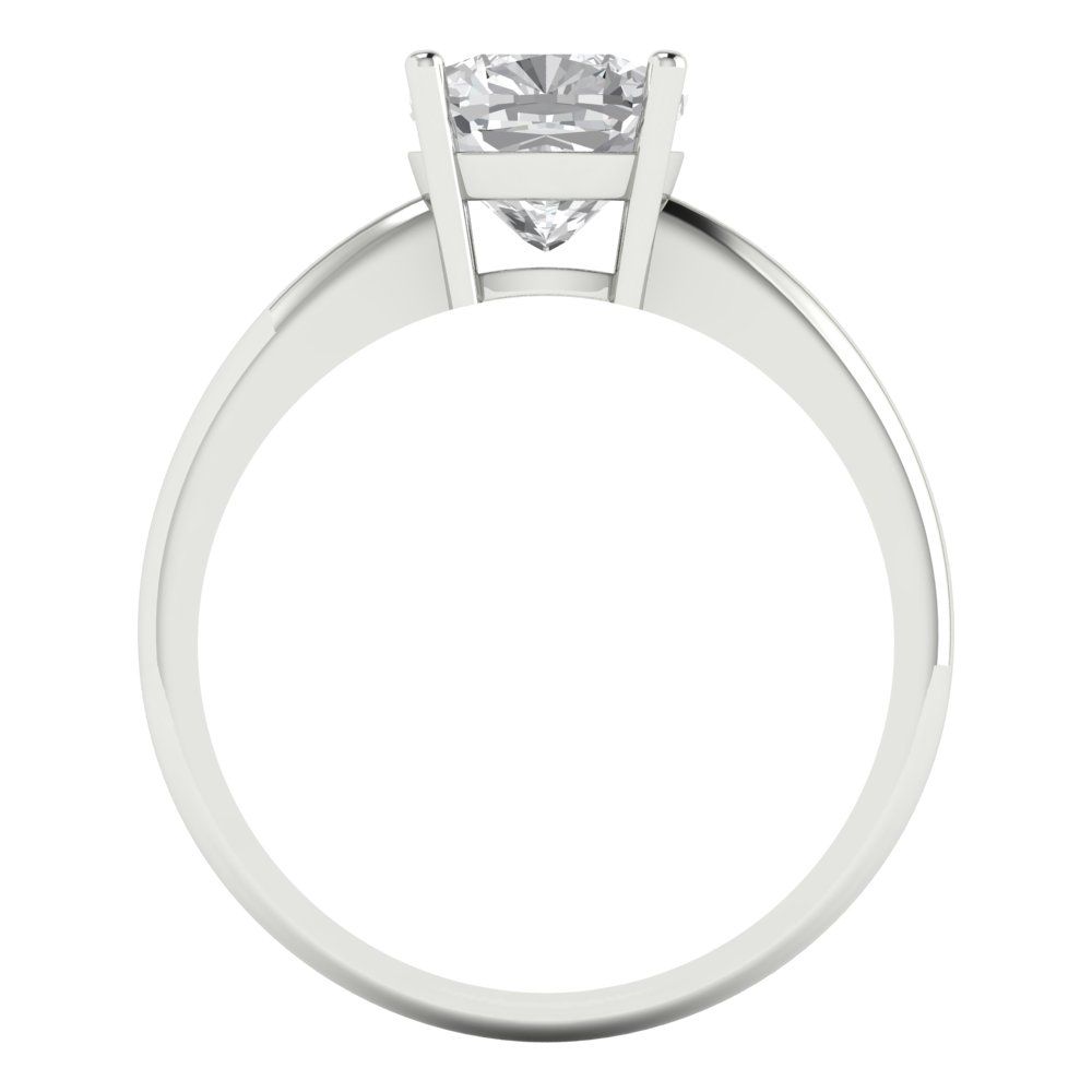 2 cttw Moissanite Solitaire  Engagement Ring - Solid White Gold (VVS1, Cushion Cut,7mm)