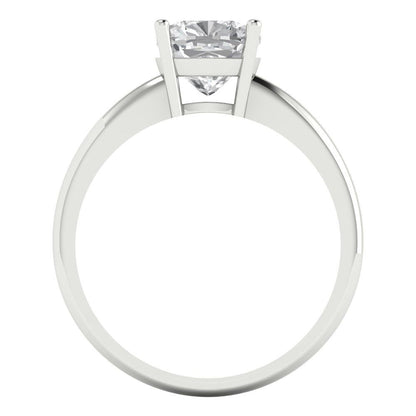 2 cttw Moissanite Solitaire  Engagement Ring - Solid White Gold (VVS1, Cushion Cut,7mm)