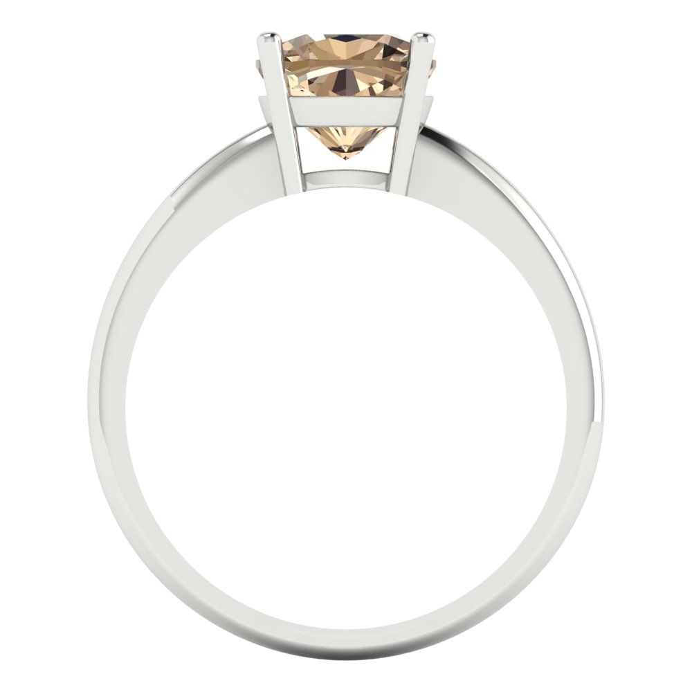 2 cttw Yellow Moissanite Solitaire  Engagement Ring - Solid White Gold (VVS1, Cushion Cut,7mm)