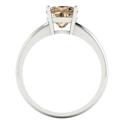 2 cttw Yellow Moissanite Solitaire  Engagement Ring - Solid White Gold (VVS1, Cushion Cut,7mm)