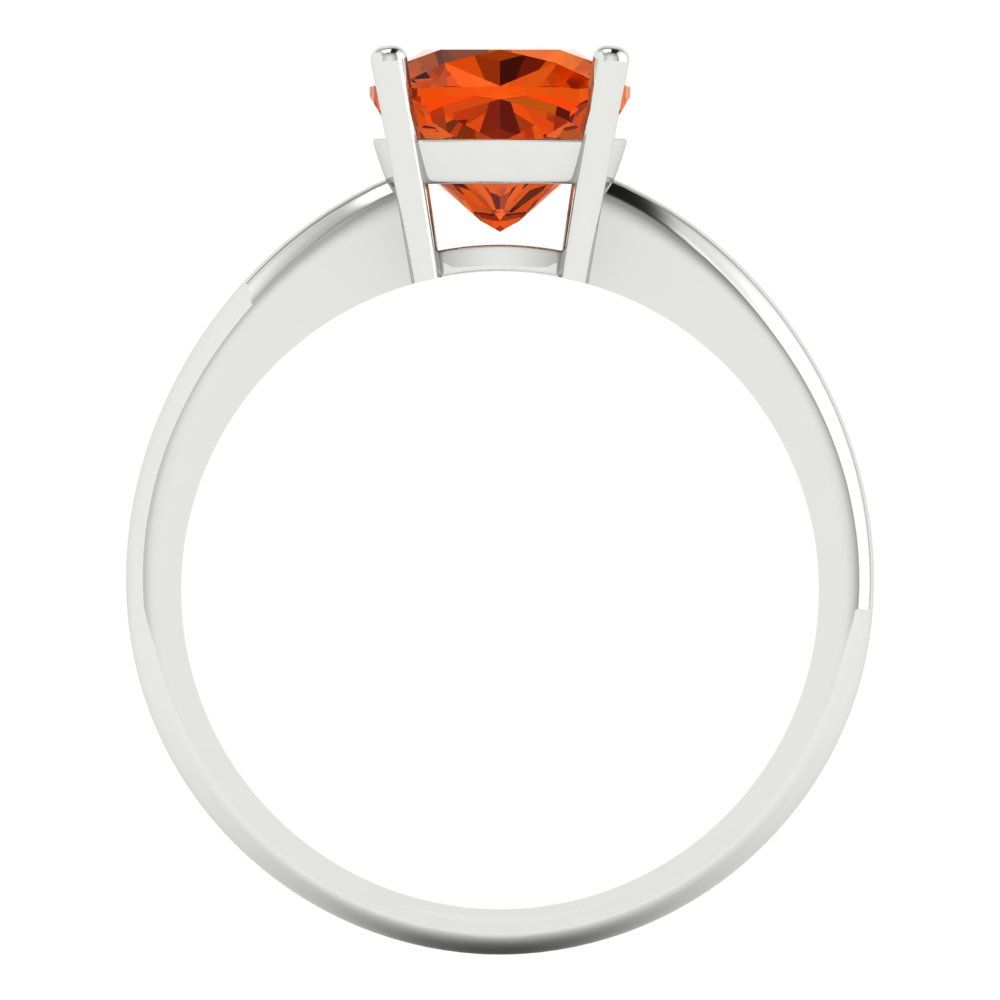 2 cttw Zirconia Simulated Red Diamond Solitaire  Engagement Ring - Solid White Gold (VVS1, Cushion Cut,7mm)