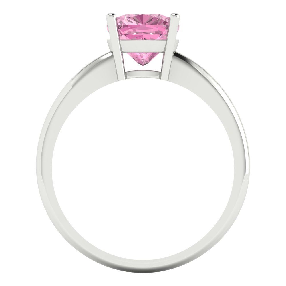 2 cttw Zirconia Simulated Pink Diamond Solitaire  Engagement Ring - Solid White Gold (VVS1, Cushion Cut,7mm)