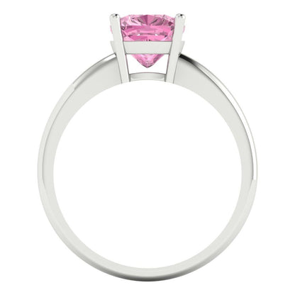 2 cttw Zirconia Simulated Pink Diamond Solitaire  Engagement Ring - Solid White Gold (VVS1, Cushion Cut,7mm)