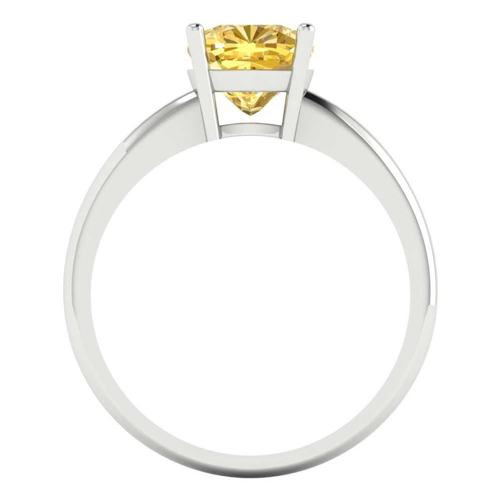 2 cttw Natural Citrine Solitaire  Engagement Ring - Solid White Gold (VVS1, Cushion Cut,7mm)