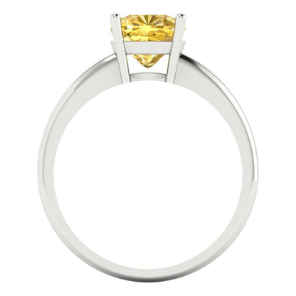 2 cttw Natural Citrine Solitaire  Engagement Ring - Solid White Gold (VVS1, Cushion Cut,7mm)
