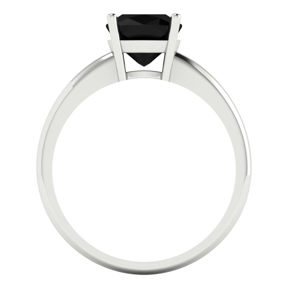 2 cttw Natural Onyx Solitaire  Engagement Ring - Solid White Gold (VVS1, Cushion Cut,7mm)