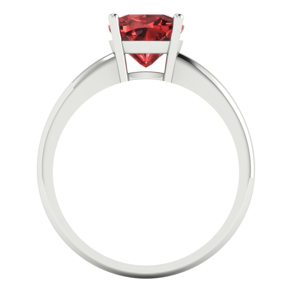 2 cttw Natural Garnet Solitaire  Engagement Ring - Solid White Gold (VVS1, Cushion Cut,7mm)