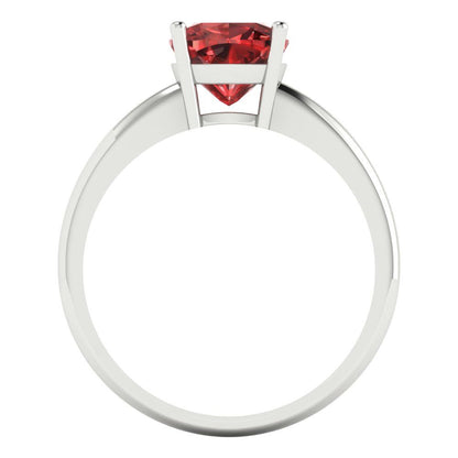 2 cttw Natural Garnet Solitaire  Engagement Ring - Solid White Gold (VVS1, Cushion Cut,7mm)