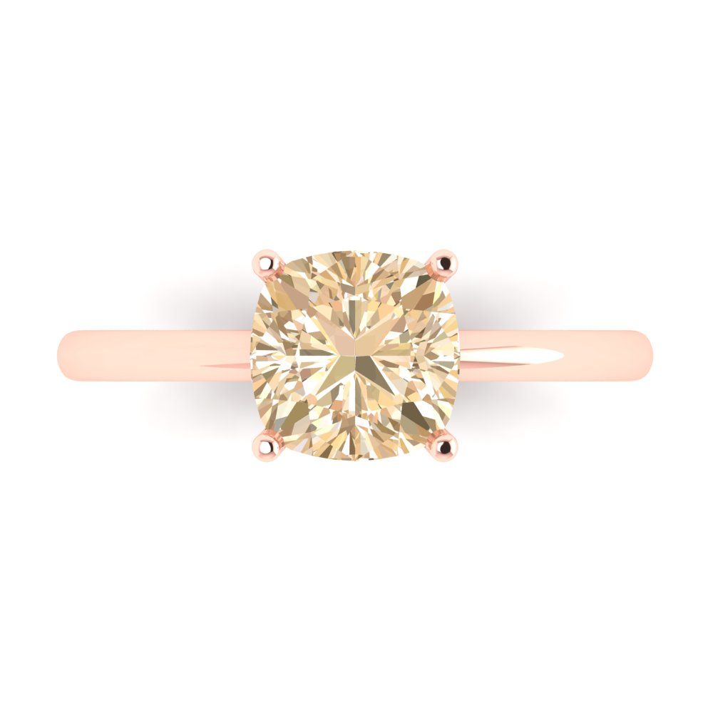 2 cttw Natural Morganite Solitaire  Engagement Ring - Solid Gold (Cushion Cut,7mm)