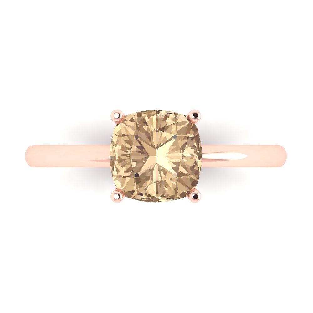 2 cttw Yellow Moissanite Solitaire  Engagement Ring - Solid Gold (Cushion Cut,7mm)