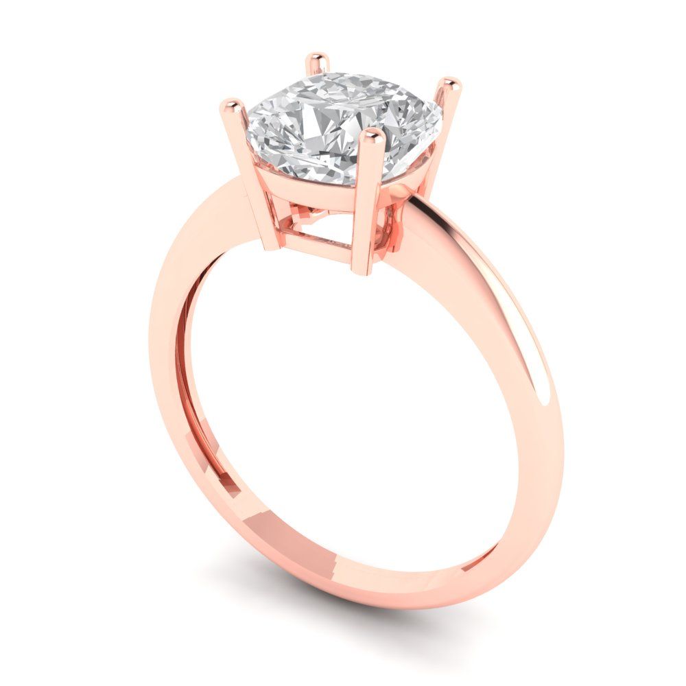 2 cttw Zirconia Simulated Diamond Solitaire  Engagement Ring - Solid Gold (VVS1, Cushion Cut,7mm)