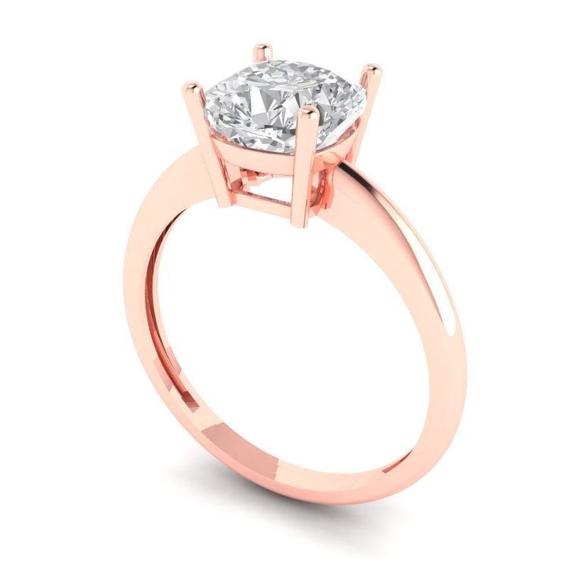 2.0 ct Brilliant Cushion Cut Natural Diamond Stone Clarity SI1-2 Color G-H Rose Gold Solitaire Ring