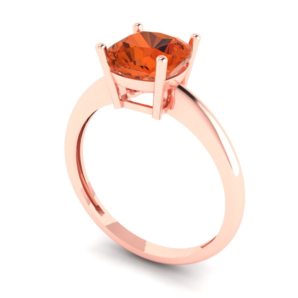 2 cttw Zirconia Simulated Red Diamond Solitaire  Engagement Ring - Solid Gold (VVS1, Cushion Cut,7mm)