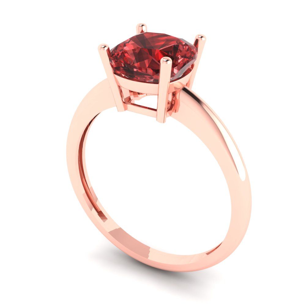 2 cttw Natural Garnet Solitaire  Engagement Ring - Solid Gold (Cushion Cut,7mm)