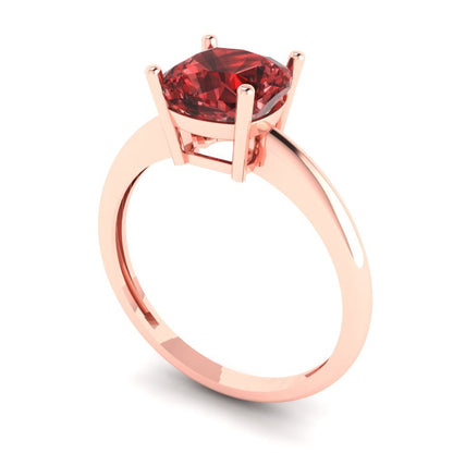 2 cttw Natural Garnet Solitaire  Engagement Ring - Solid Gold (Cushion Cut,7mm)