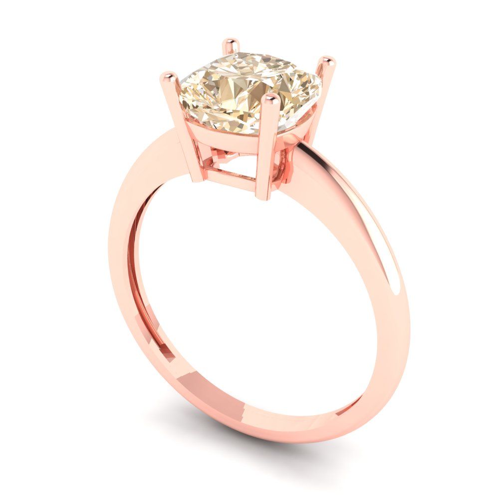 2 cttw Natural Morganite Solitaire  Engagement Ring - Solid Gold (Cushion Cut,7mm)