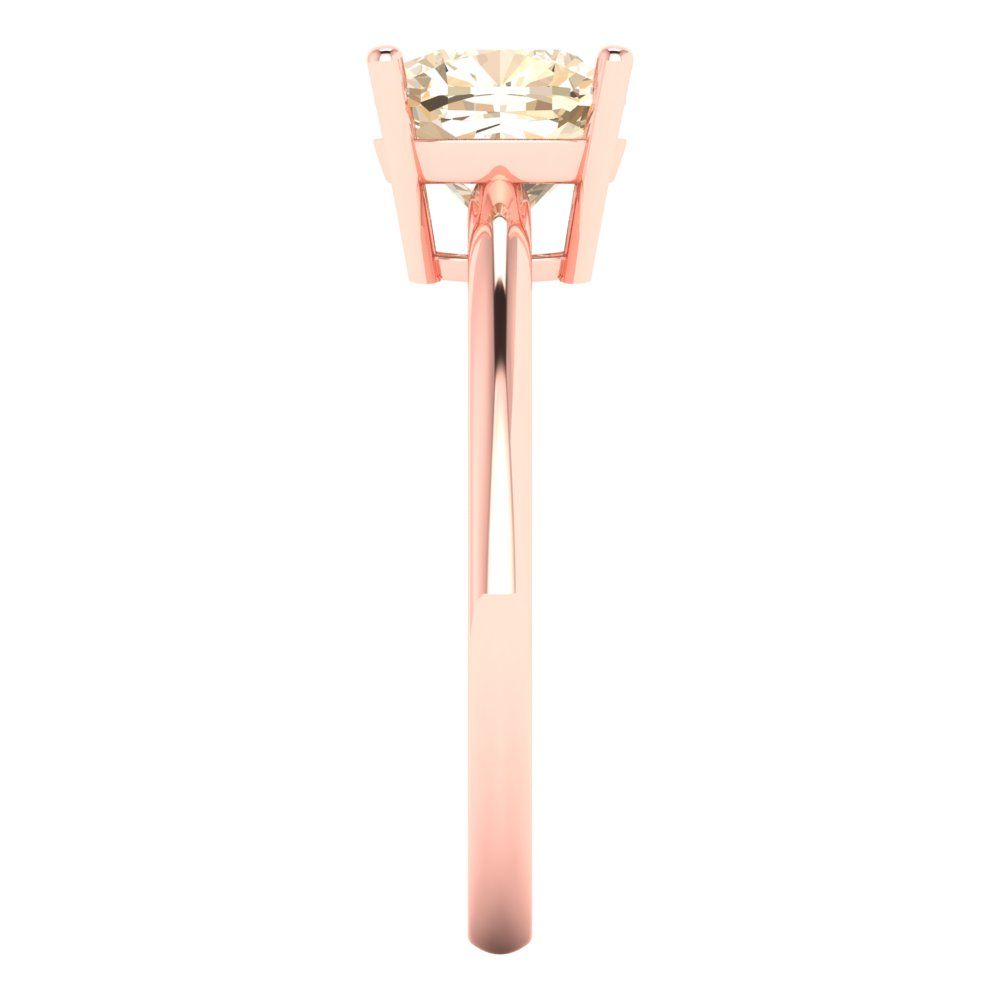 2 cttw Natural Morganite Solitaire  Engagement Ring - Solid Gold (Cushion Cut,7mm)