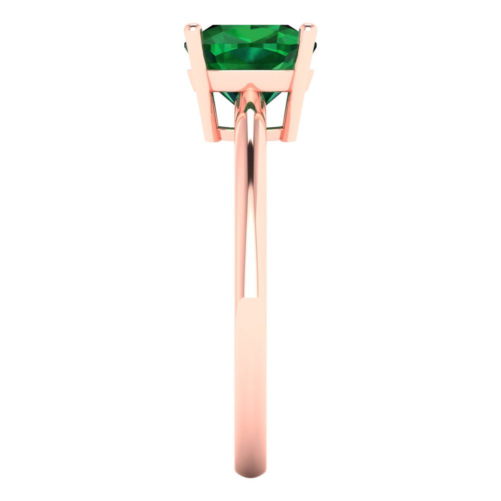2 cttw Simulated Emerald Solitaire  Engagement Ring - Solid Gold (Cushion Cut,7mm)