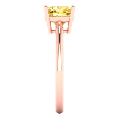 2 cttw Natural Citrine Solitaire  Engagement Ring - Solid Gold (Cushion Cut,7mm)