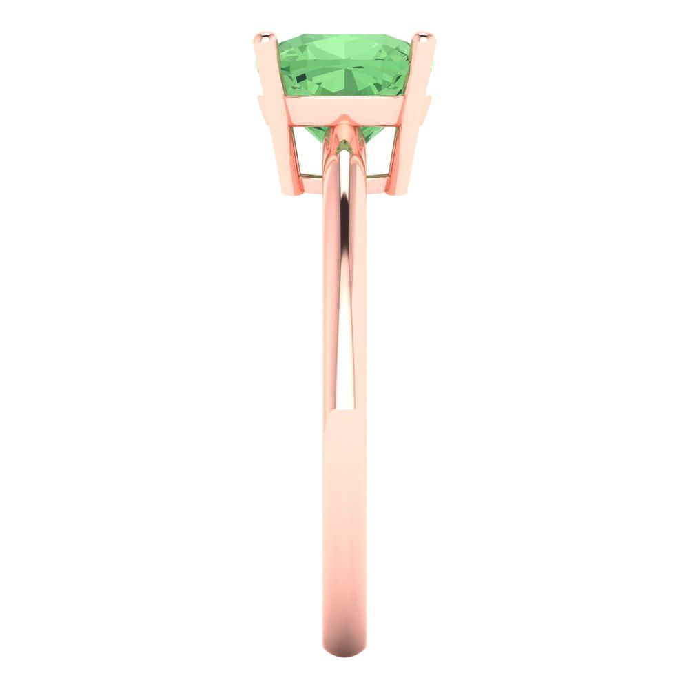 2 cttw Zirconia Simulated Green Diamond Solitaire  Engagement Ring - Solid Gold (VVS1, Cushion Cut,7mm)