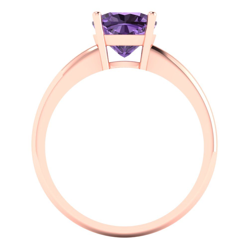 2 cttw Simulated Alexandrite Solitaire  Engagement Ring - Solid Gold (Cushion Cut,7mm)