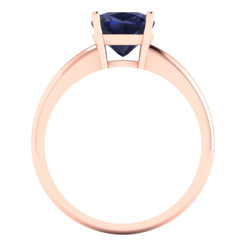2 cttw Simulated Blue Sapphire Solitaire  Engagement Ring - Solid Gold (Cushion Cut,7mm)