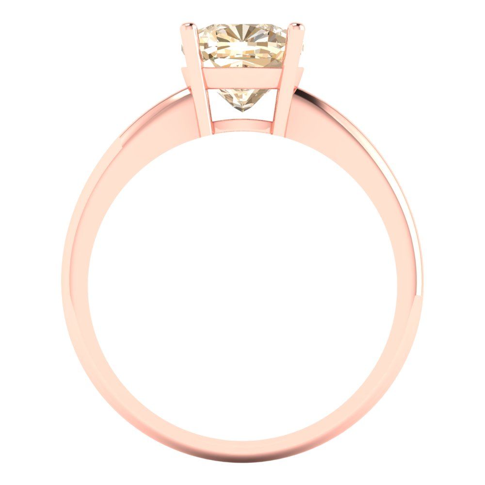 2 cttw Natural Morganite Solitaire  Engagement Ring - Solid Gold (Cushion Cut,7mm)