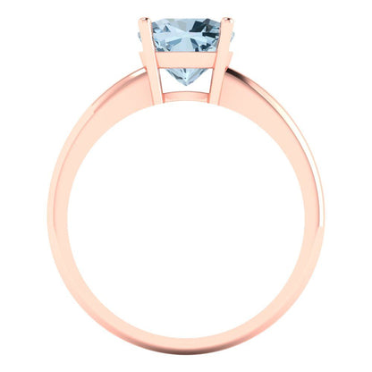 2 cttw Zirconia Simulated Blue Diamond Solitaire  Engagement Ring - Solid Gold (VVS1, Cushion Cut,7mm)