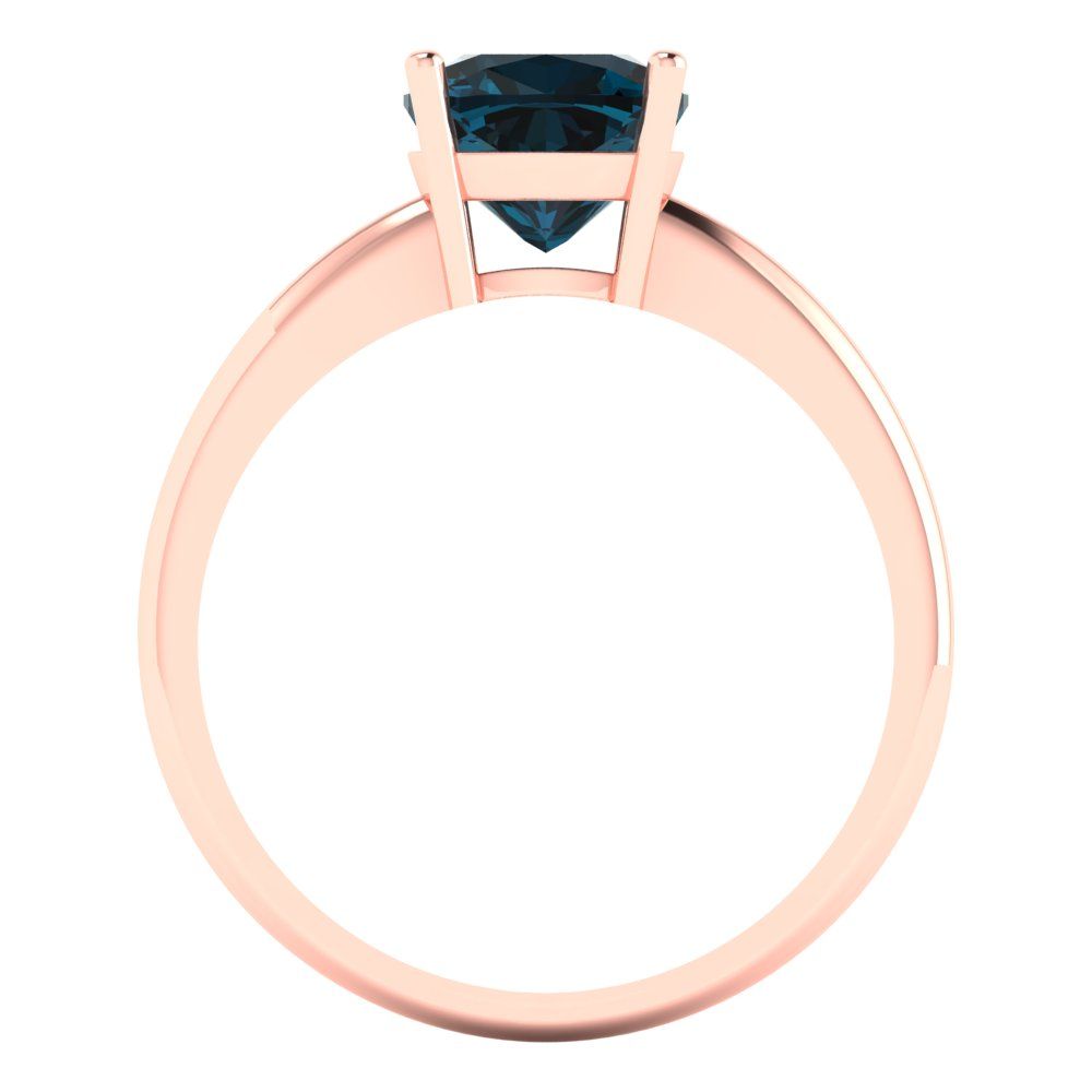 2 cttw Natural London Blue Topaz Solitaire  Engagement Ring - Solid Gold (Cushion Cut,7mm)