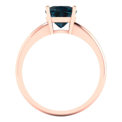 2 cttw Natural London Blue Topaz Solitaire  Engagement Ring - Solid Gold (Cushion Cut,7mm)