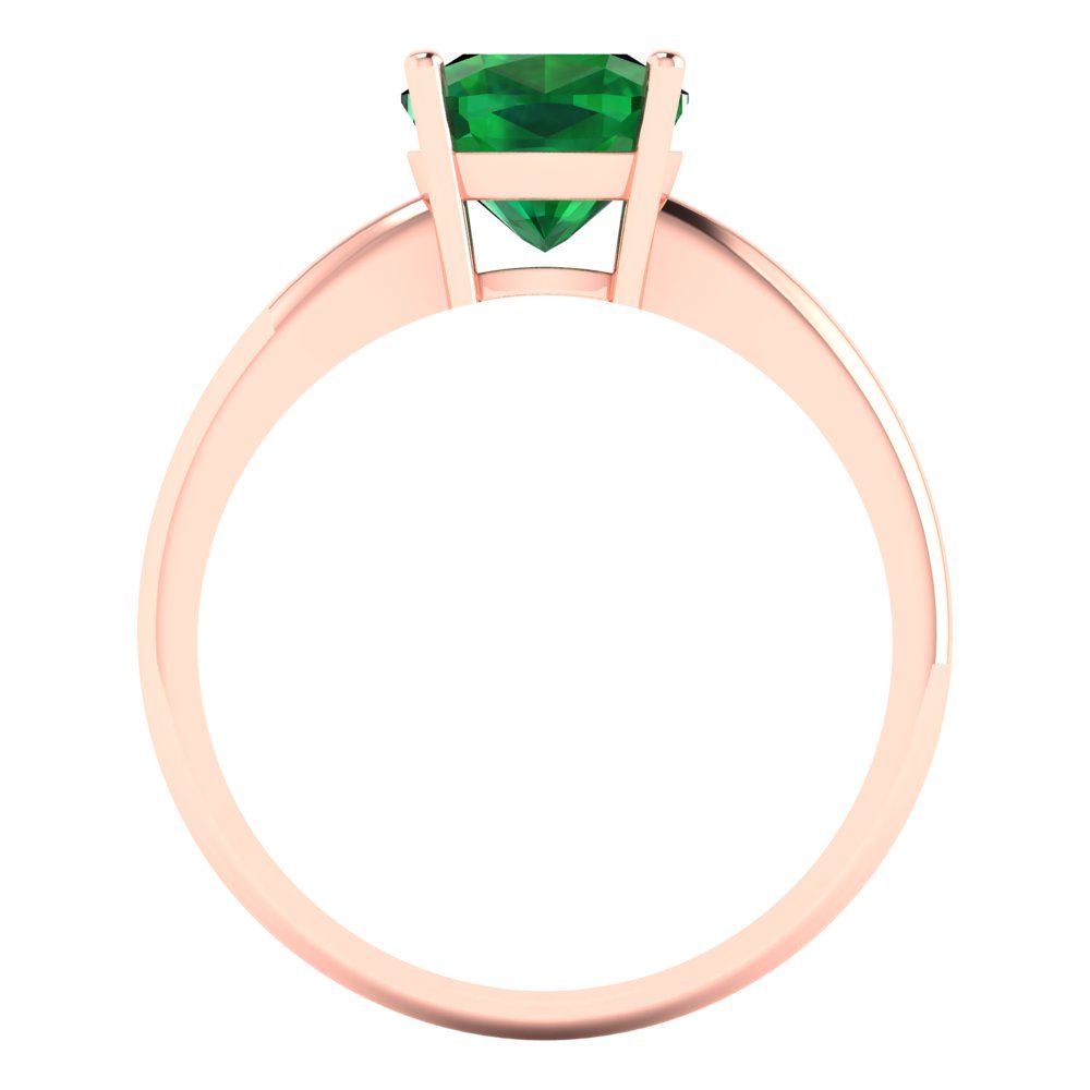 2 cttw Simulated Emerald Solitaire  Engagement Ring - Solid Gold (Cushion Cut,7mm)
