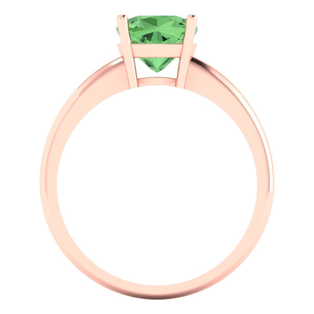 2 cttw Zirconia Simulated Green Diamond Solitaire  Engagement Ring - Solid Gold (VVS1, Cushion Cut,7mm)