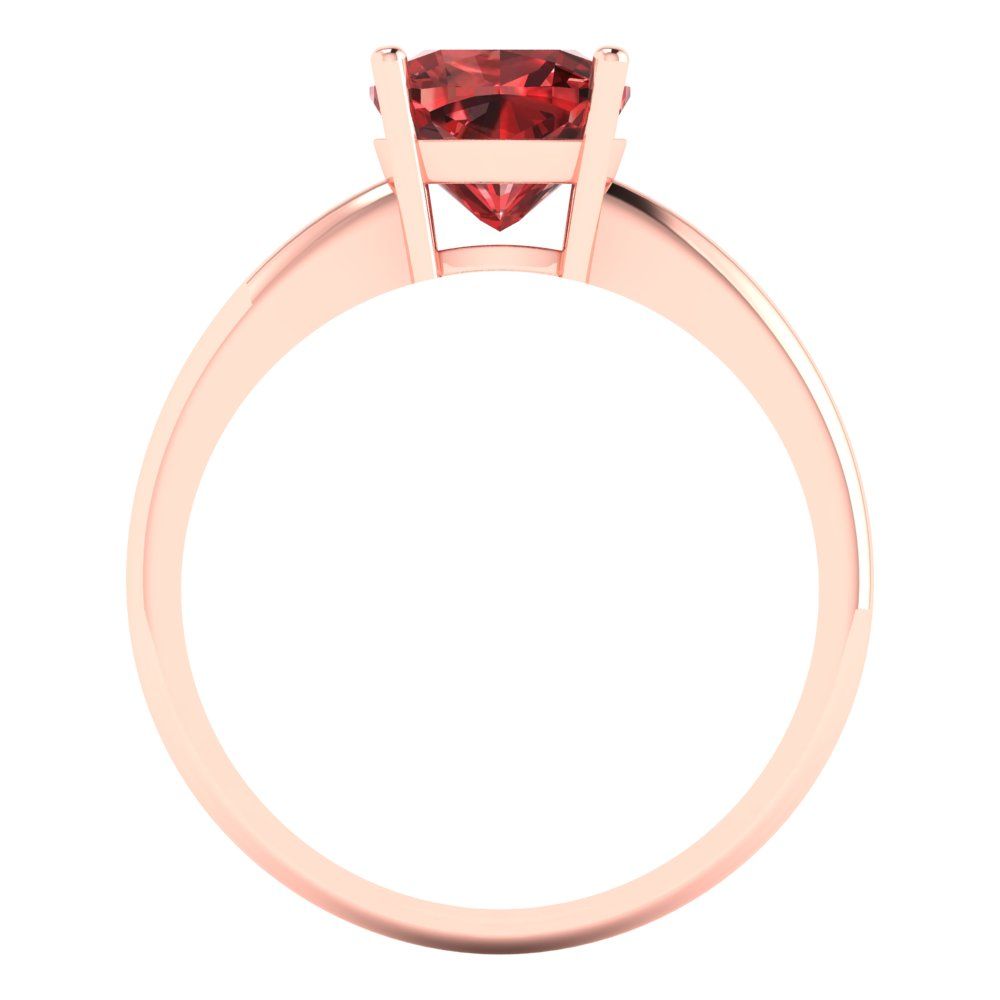 2 cttw Natural Garnet Solitaire  Engagement Ring - Solid Gold (Cushion Cut,7mm)