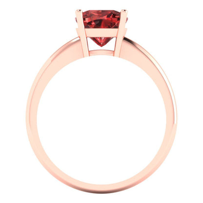 2 cttw Natural Garnet Solitaire  Engagement Ring - Solid Gold (Cushion Cut,7mm)
