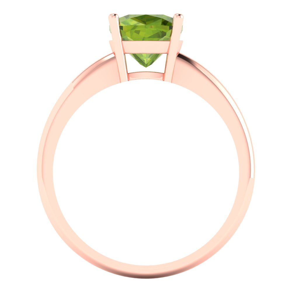 2 cttw Natural Peridot Solitaire  Engagement Ring - Solid Gold (Cushion Cut,7mm)