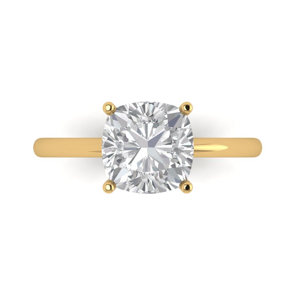 2.5 cttw White Sapphire Solitaire  Engagement Ring - Solid Gold (Cushion Cut,8mm)