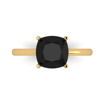 2.5 cttw Natural Onyx Solitaire  Engagement Ring - Solid Gold (Cushion Cut,8mm)
