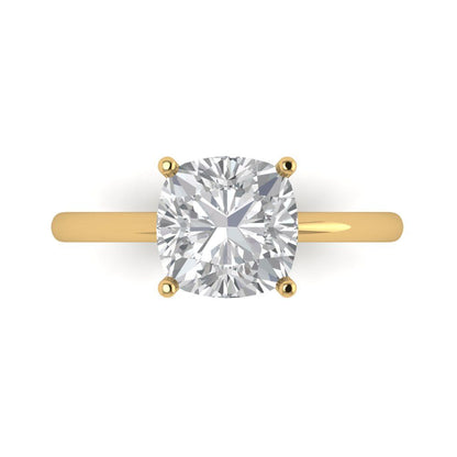 2.5 cttw Certified Moissanite Solitaire  Engagement Ring - Solid Gold (VVS1, D-F,Cushion Cut,8mm)